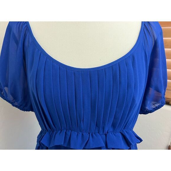 Arden B Royal blue organza dress with crochet bottom trim size M - Picture 3 of 6